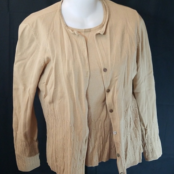 Caslon sleeveless tank blouse matching cardigan M - Picture 3 of 6